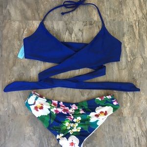 Wrap bikini set with matching floral bottoms